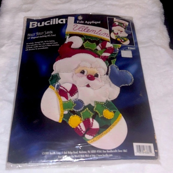 50%off w♥️ Bucilla Felt Stocking Kit “Holly Jolly Santa" Christmas Craft 83661 - Picture 2 of 4
